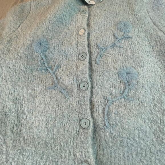 Bundle Zara Chunky Knit Sweaters Cardigan Blue Gray Embroidered S M - Picture 2 of 6